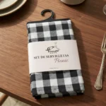 Set X6 Servilletas Picnic Picaso 80% Algodón 45x45 Negro Cuadrille Picnic