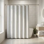 Cortina De Baño Simil Lino Gris 180x195 Jaspeada Gris Simil Lino Jaspeada - Imagen 4