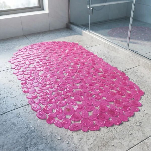 Alfombra De Baño Pvc Antideslizante Bañera Piedras 35x55 Fucsia