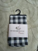 Set X6 Servilletas Picnic Picaso 80% Algodón 45x45 Negro Cuadrille Picnic - Imagen 2