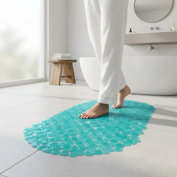 Alfombra De Baño Pvc Antideslizante Bañera Piedras 35x55 Verde