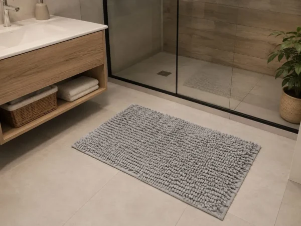 Alfombra De Baño Picaso Shaggy Rectangular 60x40 Cm Gris Claro Rectangular