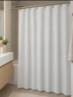 Cortina De Baño Simil Lino Gris 180x195 Jaspeada Gris Simil Lino Jaspeada - Imagen 2