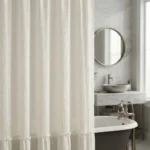Cortina De Baño Gasa Arrugada C/faldón 180x180 100% Algodón Off White Gasa Arrugada - Imagen 2