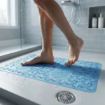 Alfombra De Ducha Pies Antideslizante Pvc Bañera 33x64 Azul
