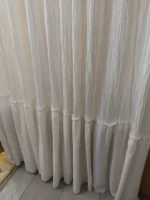 Cortina De Baño Gasa Arrugada C/faldón 180x180 100% Algodón Off White Gasa Arrugada - Imagen 3