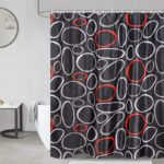 Cortina De Baño Picaso Teflón Estampado 180x180 C/ganchos Círculos Estampada