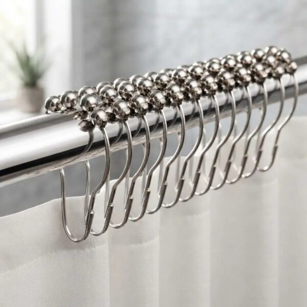 Ganchos Para Cortina De Baño Roller Acero Inoxidable Packx12 Acero Inoxidable