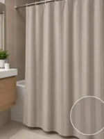 Cortina De Baño Dobby Teflon Hotel Rayada C/ Ganchos 180x180 Vison Dobby