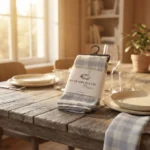 Set X6 Servilletas Picnic Picaso 80% Algodón 45x45 Celeste Cuadrille Picnic