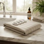 Cortina De Baño Dobby Teflon Hotel Rayada C/ Ganchos 180x180 Vison Dobby - Imagen 4
