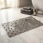 Alfombra De Ducha Pies Antideslizante Pvc Bañera 33x64 Gris Oscuro