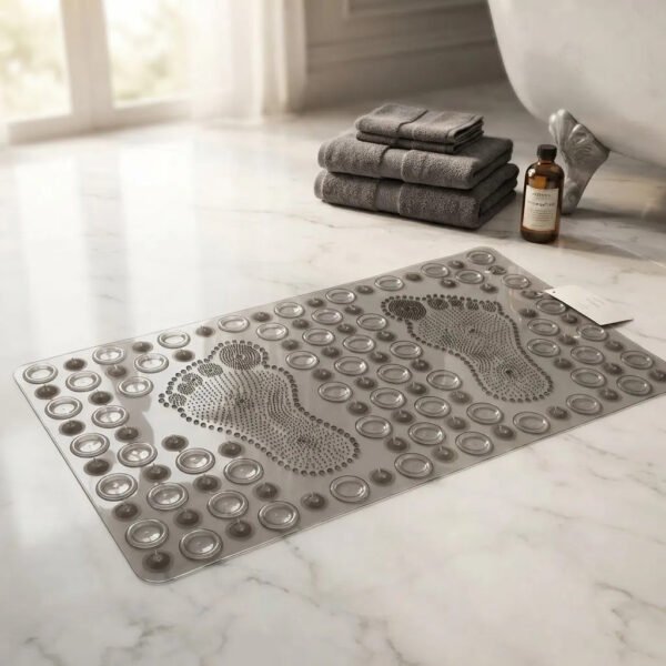 Alfombra De Ducha Pies Antideslizante Pvc Bañera 33x64 Gris Oscuro