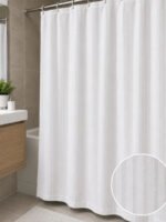 Cortina De Baño Dobby Teflon Hotel Rayada C/ Ganchos 180x180 Blanco Dobby