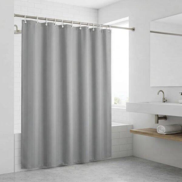 Cortina De Baño Dobby Teflon Hotel Rayada C/ Ganchos 180x180 Gris Dobby